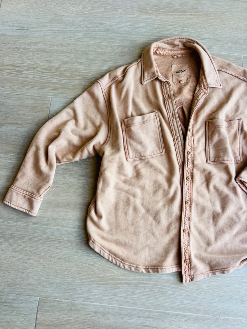 aerie tan Button-Front Shacket